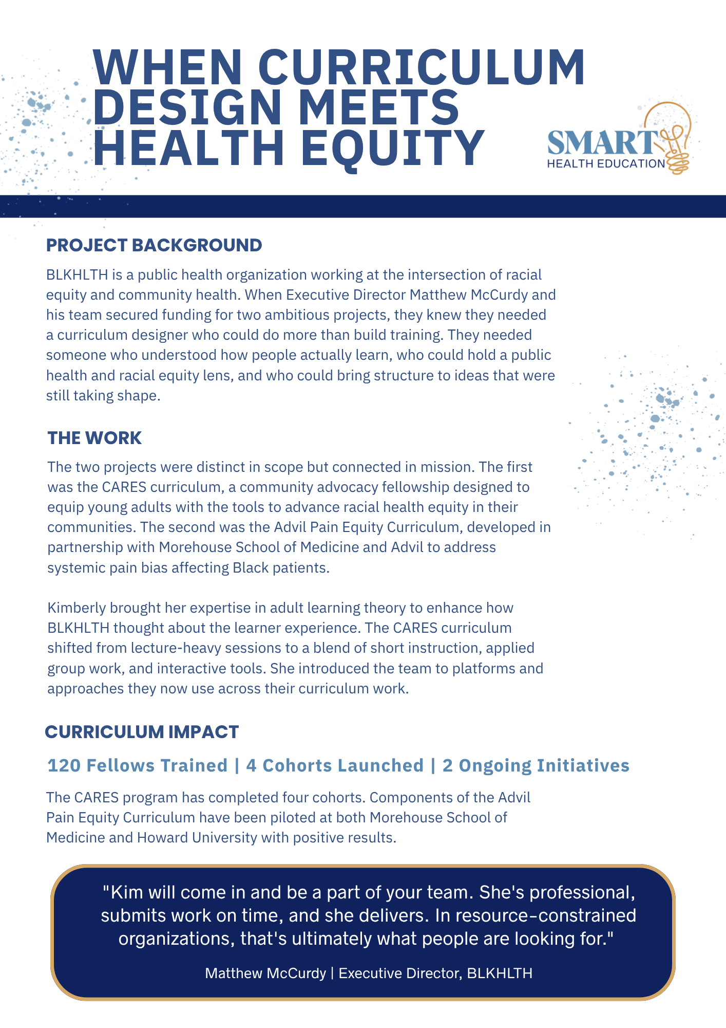 Case Study — When Curriculum Design Meets Health Equity (BLKHLTH)